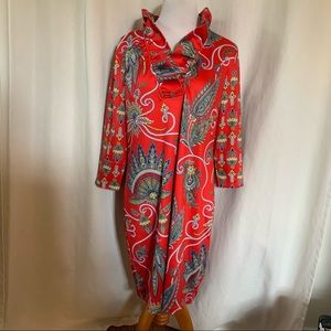 Gretchen Scott Bright Red Ruffle Neck “The plume”